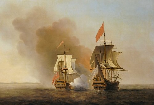 Galleon Painting Capture of the Nuestra Senora de Cavadonga Samuel Scott (Public Domain)