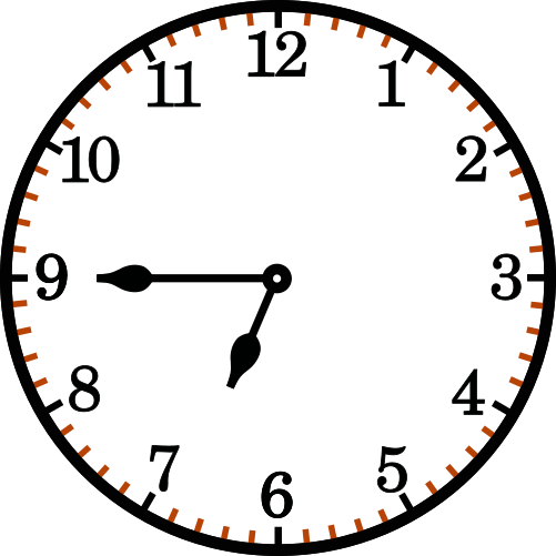 clockface quarter to seven with big hand