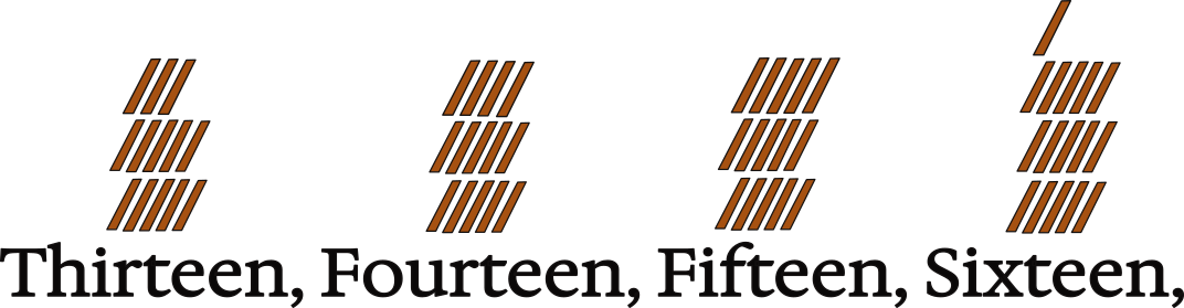 thirteen to sixteeen sticks